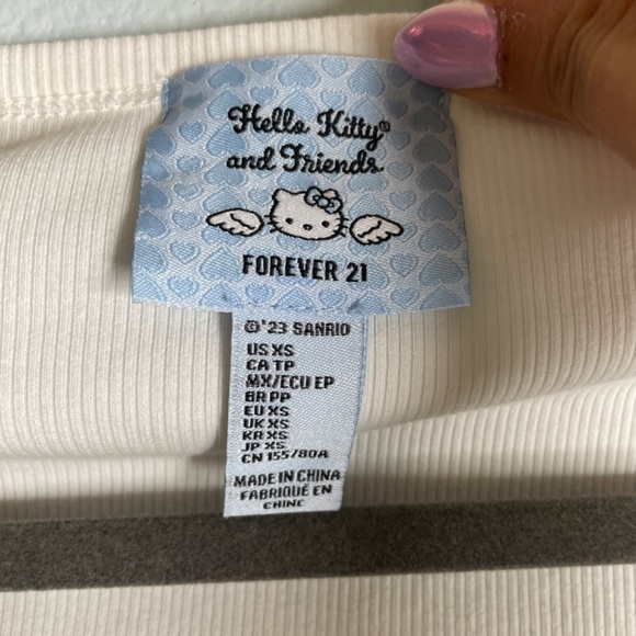 Hello Kitty long sleeve ribbed white top XS Forever 21 womens - Picture 5 of 6